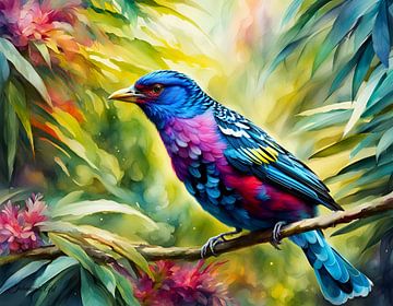 Prachtige vogels van de wereld - Gevleugelde cotinga vogel2 van Johanna's Art