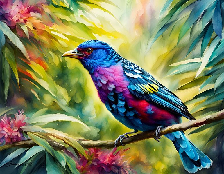 Beautiful Birds of the World - Spangled Cotinga bird2 by Johannas Art Creations