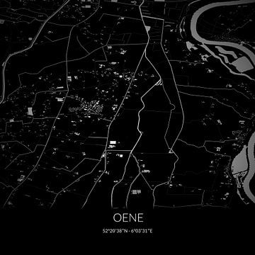 Zwart-witte landkaart van Oene, Gelderland. van Rezona