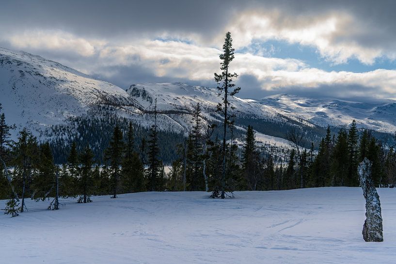 Zon breekt door de wolken in de fjallen van Bart Cox