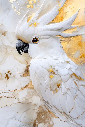 Gedetailleerde witte kaketoe op achtergrond