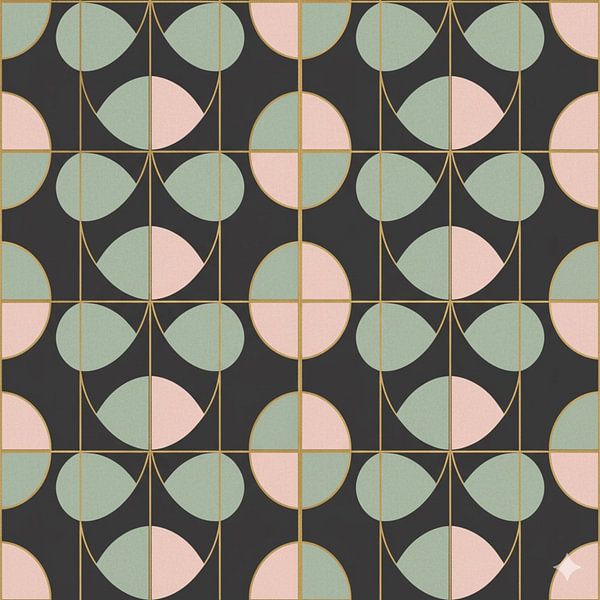 Motif sans couture Géométrique Pastel - Moderne Abstrait Cercles sur Noir par Ruliyreed