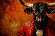 Sterk stierenportret met medaille van Poster Art Shop thumbnail