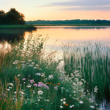 Ochtendspits bij het meer van Poster Art Shop