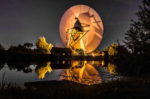 De molens van Kinderdijk tijdens de Verlichtingsweek