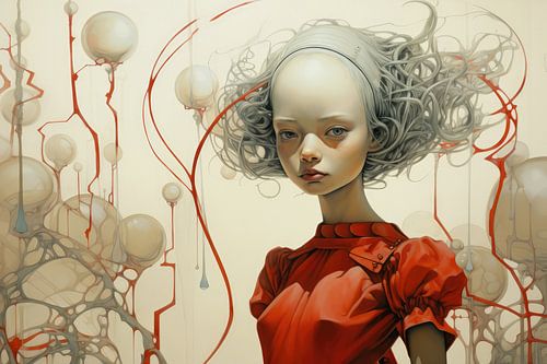 Vrouw in bizarre scifi setting