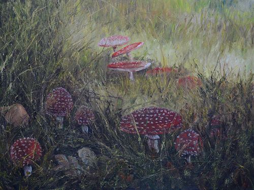 Warm herfstlandschap vol rijke kleuren en sfeer – een uitnodigend schilderij dat rust en gezelligheid brengt in je interieur.