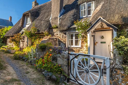 Oude huizen in het vissersdorp Cagdwith, schiereiland Lizard, Cornwall