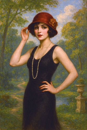 Pin-up meisje schilderij.