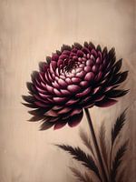 Vintage bordeauxrode bloem met neutraal beige achtergrond