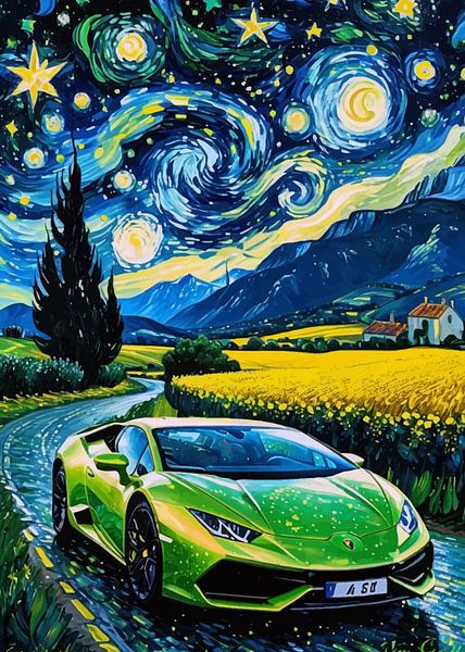La Lamborghini Huracan verte nuit étoilée par MIROKKU