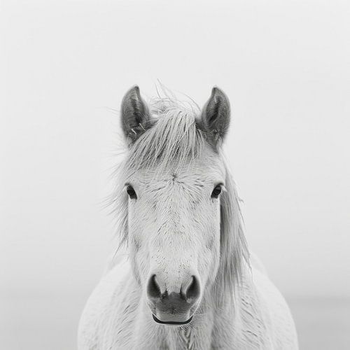 Paard in zwart-wit
