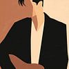 Elvis Presley | portrait minimaliste dans un style moderne sur Lauren Wilde