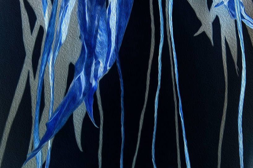 Tulip Leaf and Stem in Ultramarine Blue by Susan Hol