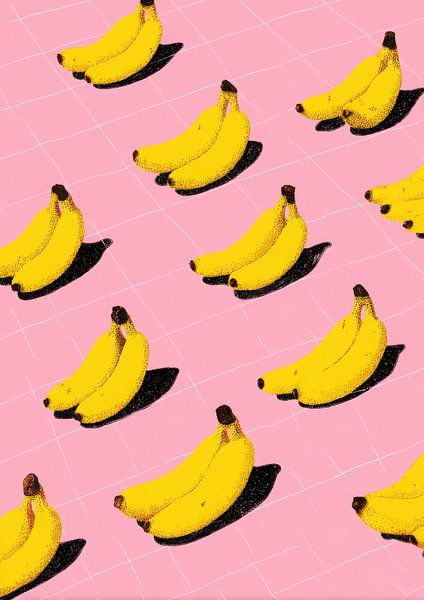Minimalist bananas on a pink background by Niklas Maximilian