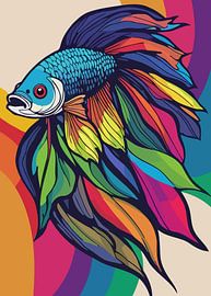 Betta Fish Pop Art Style