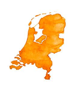 Les Pays-Bas sont orange - Carte à l'aquarelle sur WereldkaartenShop