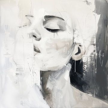 Mysterieuze vrouw abstract zwart-wit van TheXclusive Art