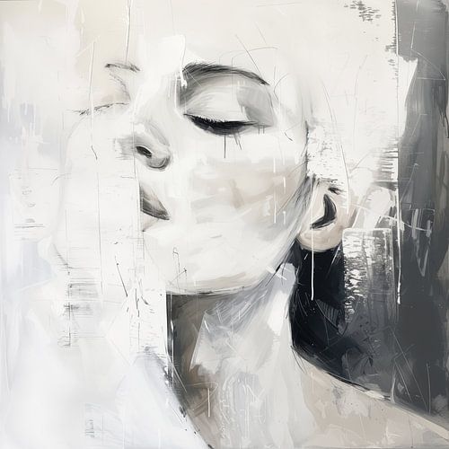 Mysterieuze vrouw abstract zwart-wit