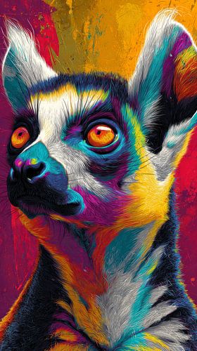 Ringtail makie in Fiery Colours Expressive Gaze