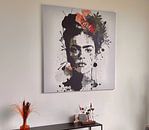Customer photo: Frida black & white with flower color splash by Bianca ter Riet