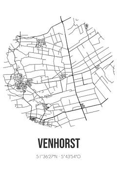 Venhorst (Noord-Brabant) | Karte | Schwarz und Weiß von Rezona