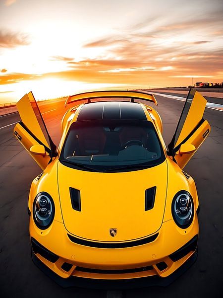 Porsche 911 GT3 RS Yellow Showcase Sunset by MIROKKU