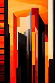 Urban silhouettes in the evening glow by Poster Art Shop
