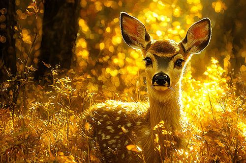 Schattig hertje in herfstlicht