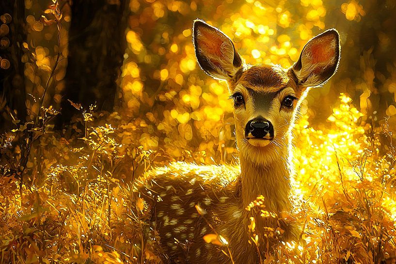 Niedliche kleine Rehe im Herbstlicht von Imperial Art House
