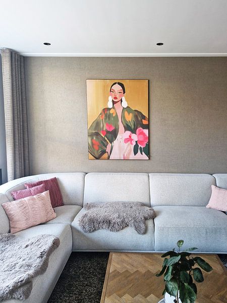 Portrait moderne et abstrait aux couleurs chaudes