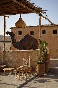 Chameau en fer dans le désert d'Agafay au Maroc sur FemmDesign