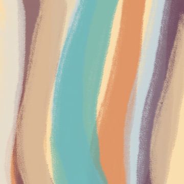 Modern  abstract. Brush strokes in green blue, terra, purple , beige by Dina Dankers