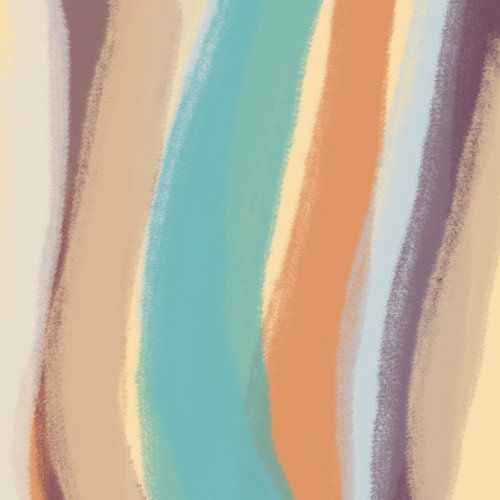 Modern abstract. Penseelstreken in groen blauw, terra, paars, beige