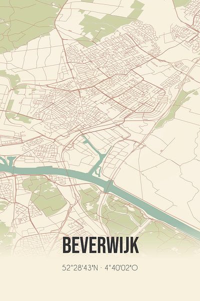 Alte Karte von Beverwijk (Nordholland) von Ortsdrucke