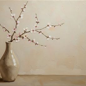 Ruhe und Blüte Japandi Stillleben von Marjolein van Middelkoop