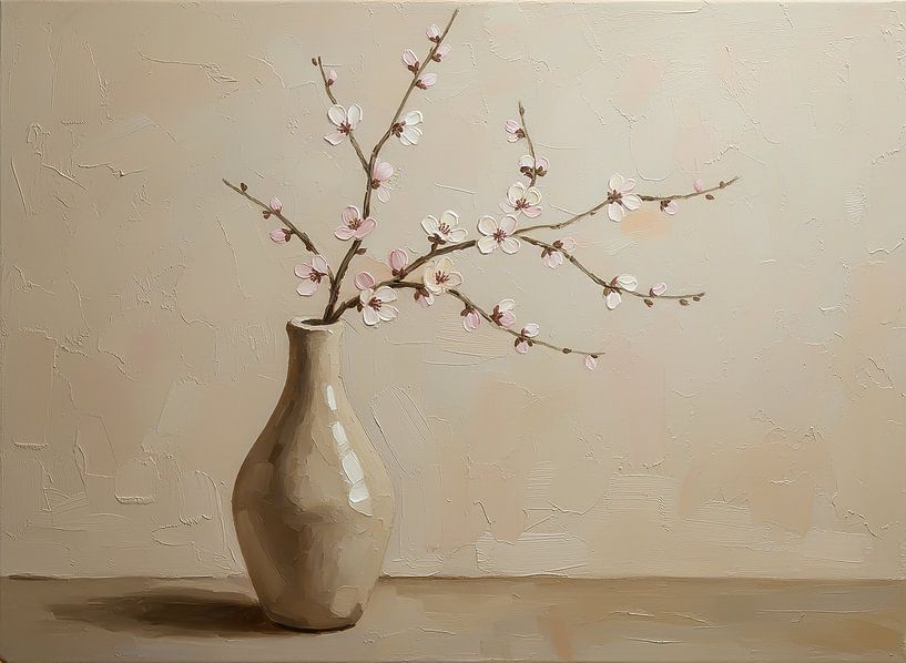 Ruhe und Blüte Japandi Stillleben von Marjolein van Middelkoop