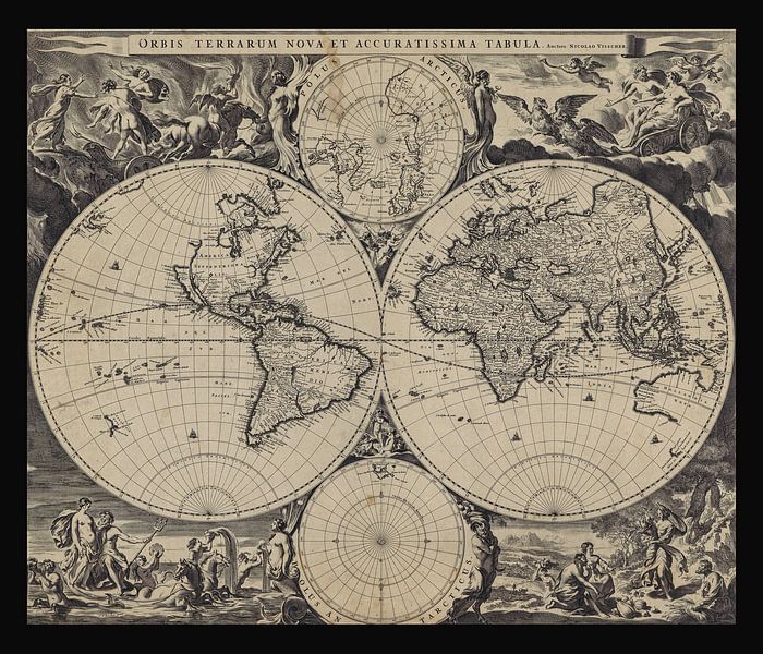 Old world map from around 1675 by Gert Hilbink
