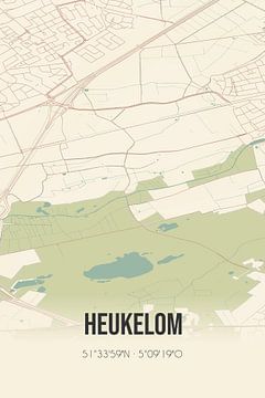 Vintage landkaart van Heukelom (Noord-Brabant) van Rezona