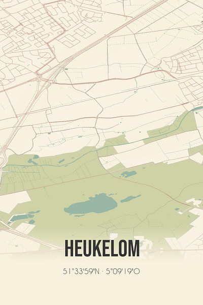 Alte Karte von Heukelom (Nordbrabant) von Ortsdrucke