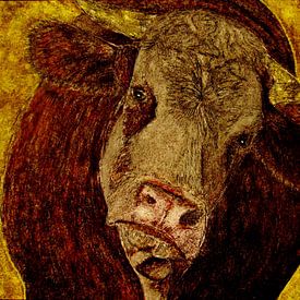 Glasmalerei Curious Cow von ruud harberts