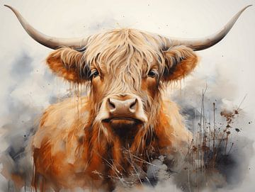 Portret Schotse hooglander van Eva Lee