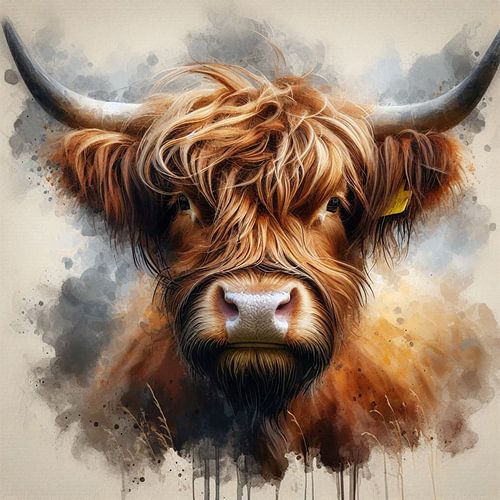Portrait abstrait d'un Highlander écossais peinture aquarelle