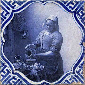 Delft blue tile the milk girl by Sander Van Laar