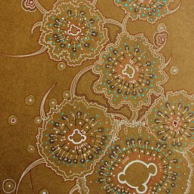 Fractal flowers on a plain brown background  von E11en  den Hollander