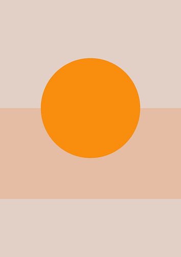 Geometrische Formen in zartem und hartem Orange vor einem beigen Hintergrund.