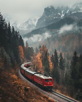 Treinreis in de herfst van fernlichtsicht