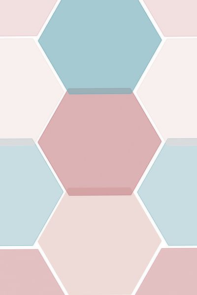 different coloured pentagon figures placed on top of each other and next to each other by Margriet Hulsker