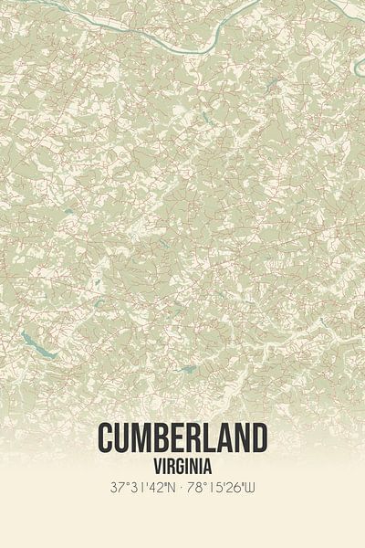 Vintage map of Cumberland (Virginia), USA. by Prints of Place