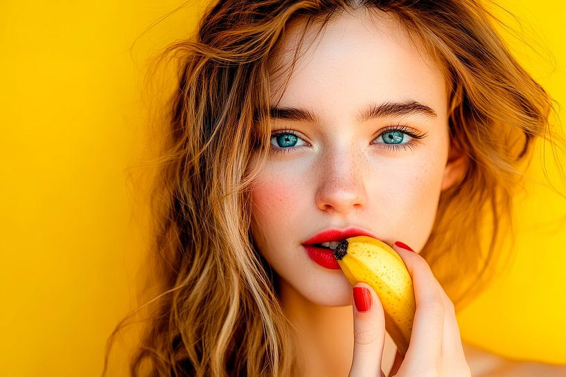 Fruity beauty against a yellow background by Poster Art Shop